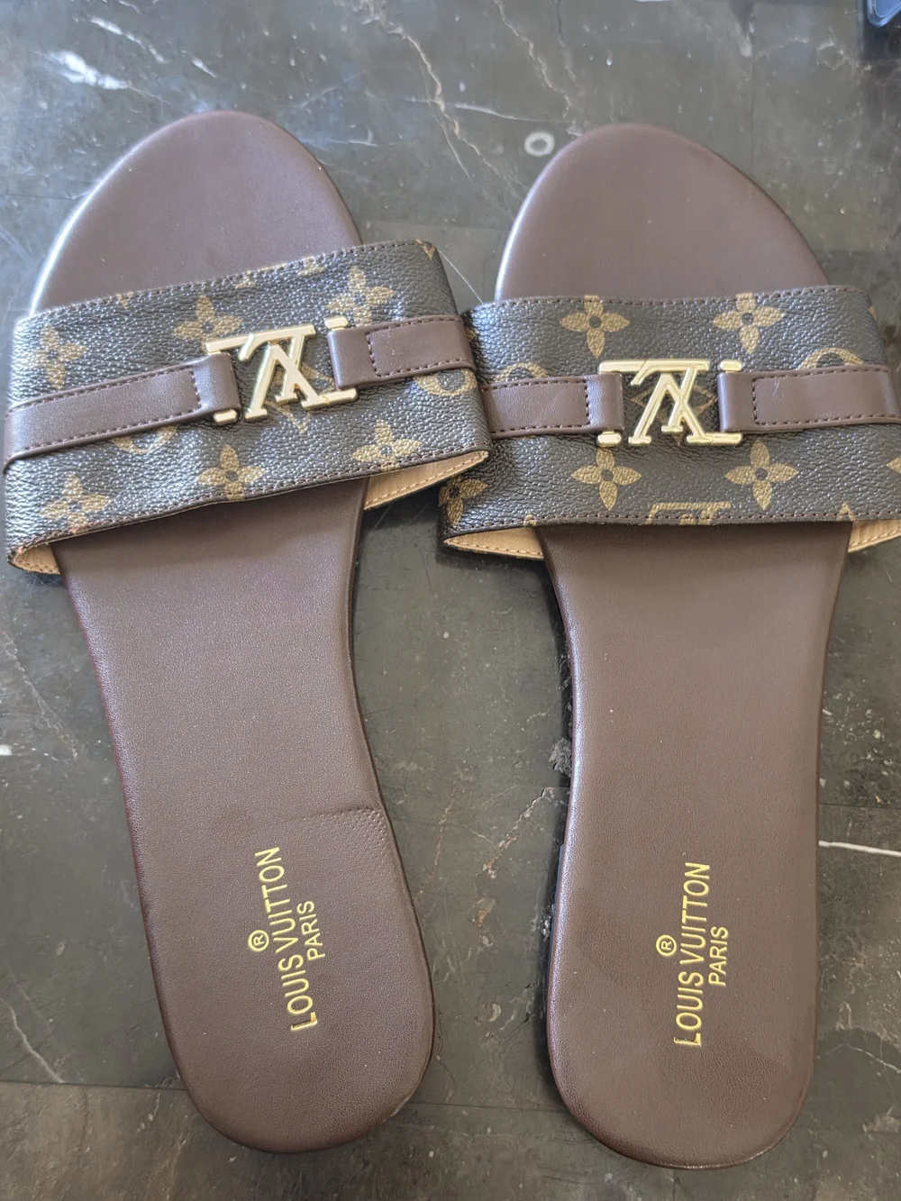 Louis Vuitton Brown Monogram Slide Sandals